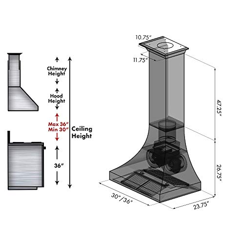 ZLINE 36" Designer Series Hand-HammeredCopper Finish Ducted Wall Range Hood (8632H-36)