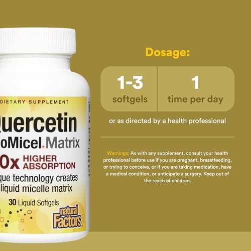 Natural Factors Quercetin LipoMicel Matrix 250 mg, 60 Softgels