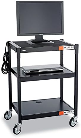 Safco Products Height Cart in Black Finish 8932BL 27.25 by 18.25 by 28.5 to 36.5-Inch
