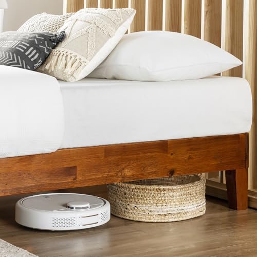 Mellow Naturalista Classic - 12 Inch Solid Wood Platform Bed with Wooden Slats, No Box Spring Needed, Easy Assembly, Queen, Pine