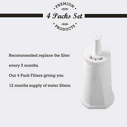 4 Pack Replacement Water Filter Compatible with Breville Sage Claro Swiss For Oracle Barista Bambino Espresso Coffee Machine Part #BES008WHT0NUC1