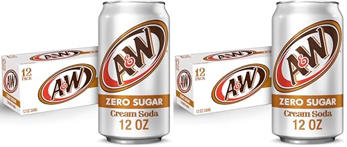 A&W Zero Sugar Root Beer Soda, 12 fl oz cans, 12 count