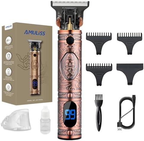AMULISS Beard Trimmer for Men,Zero Gapped Vintage Professional Hair Clipper