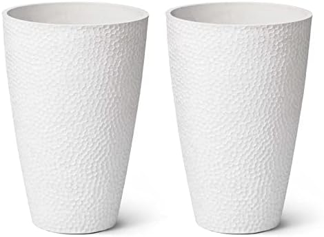LA JOLIE MUSE Tall White Planter for Indoor Plants,20 Inch Tall Round Planter, Modern Flower Pot Containers,Large Decorative Tree Plant Pot,1 Pack