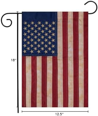 American Flag tea Stained Applique Garden Flag 12.5" x 18"