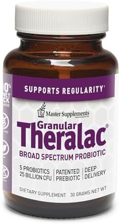 Master Supplements Granular Theralac - 1.05 oz - Multi-Strain Probiotic Powder for Optimal Gut Health - Great for Kids - Vegan, Gluten Free - 40 Servings