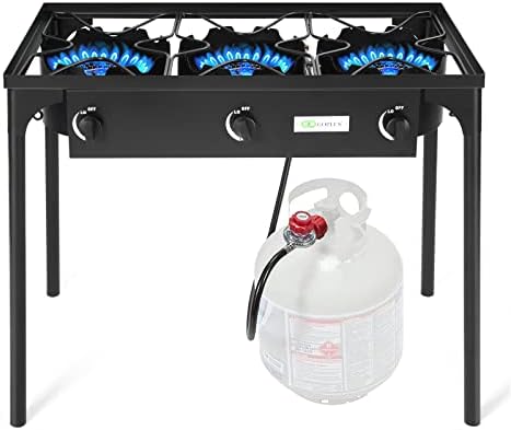 Goplus Outdoor Camping Stove, Dual Burner Propane Gas Cooker