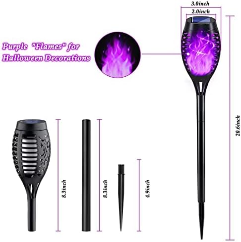 KYEKIO 12Pack Solar Torch Light with Flickering Flame for Halloween Decor
