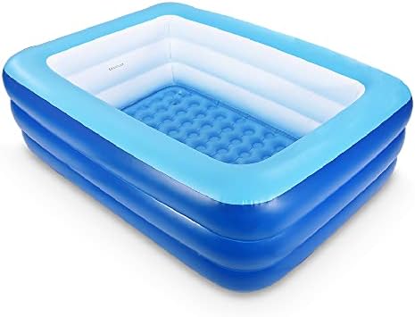 Inflatable Swimming Pool for Kids, 59" X 45" X 20" Kiddie Pools with Inflatable Soft Floor, Durable Blow Up Pools for Backyard