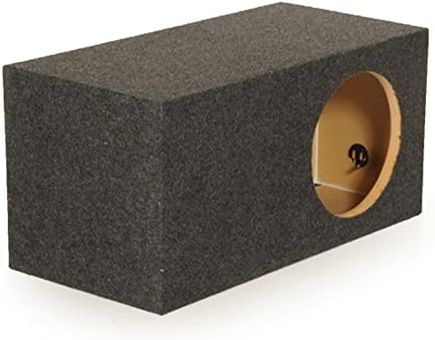 QPower 15 Inch Heavy-Duty Single Vented Carpet Covered Durable Car Audio Vehicle Subwoofer Enclosure Woofer Box, Charcoal Gray