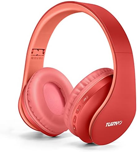TUINYO Wireless Headphones Over Ear, Bluetooth Headphones with Microphone, Foldable Stereo Wireless Headsetfor Travel Work TV PC Cellphone-Purple