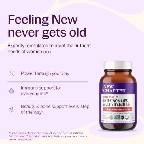 New Chapter Every Woman's One Daily 55+ - Multivitamin for Women - Supports Immune, Bone & Vision Health* - Gentle on the Stomach - Non-GMO, Gluten Free, Dairy Free, Vegetarian & Kosher - 48 Tablets