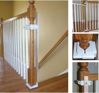Safety Innovations No Hole Stairway Baby Gate Mounting Kit - Fits Posts from 2 3/4 inches to 3 1/2 inches Wide with Square or Round Tops - No