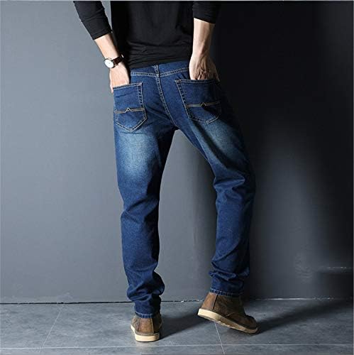 Andongnywell Men's Loose Stretch Denim Pants Elastic Waist Loose Fit Jeans Stretchy Casual Solid Trousers