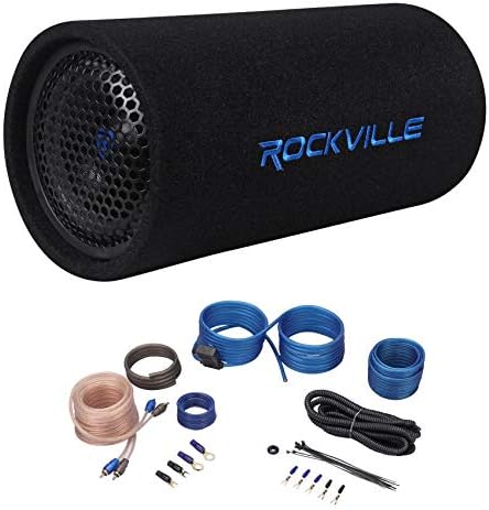 Rockville RTB65A 6.5" Powered Car Subwoofer Bass Tube with RWK10 Kit | 300W Peak / 150W RMS, MP3/RCA Inputs, Adjustable Crossover, Rear Aero Vent
