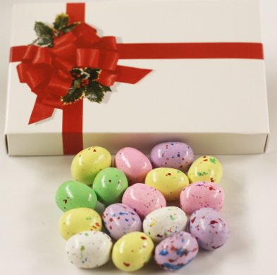 Scott's Cakes Speckled Chocolate Malted Eggs in a 1 Pound White Gourmet Box