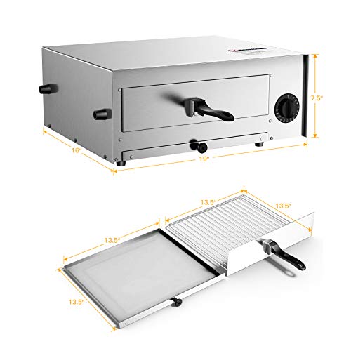 Costway Electric Oven, Stainless Steel Baker with Auto Shut-Off, Handle, Removable Tray, Countertop Pizza Maker for Kitchen & Commercial Use