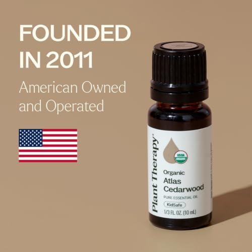 Plant Therapy Atlas Cedarwood Essential Oil 10 mL USDA Certified Organic | 100% Pure and Undiluted, for Essential Oil Diffusers and DIY Skincare