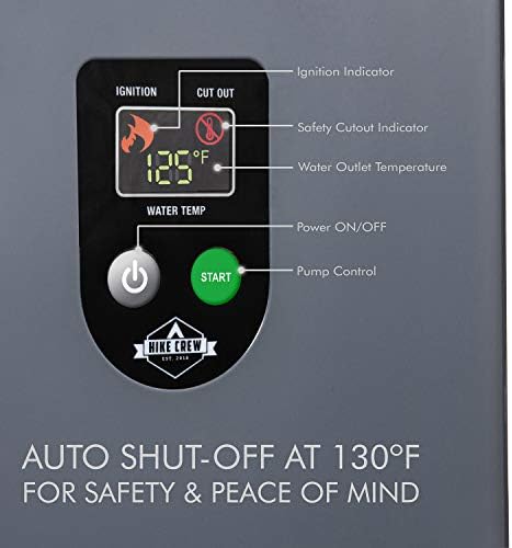 Hike Crew Portable Propane Tankless Water Heater & Shower, LCD, Gray | Perfect for camping, hiking, fishing