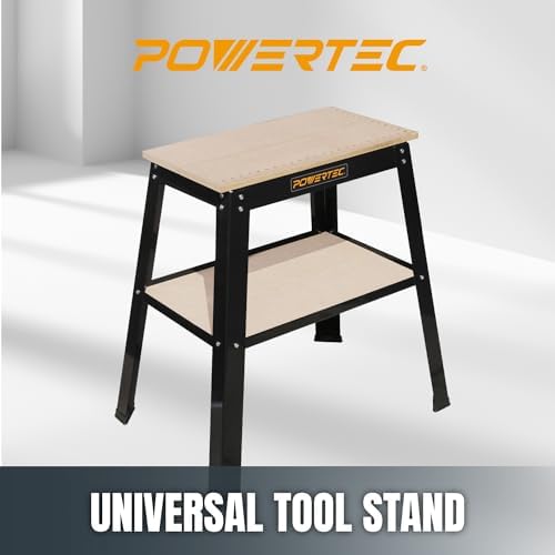 POWERTEC Tool Stand, MDF Split Top Expands to 20"x25", 32" Work Height Power Tool Stand for Drill Press, Belt Sander, Bench Grinder, Band Saw