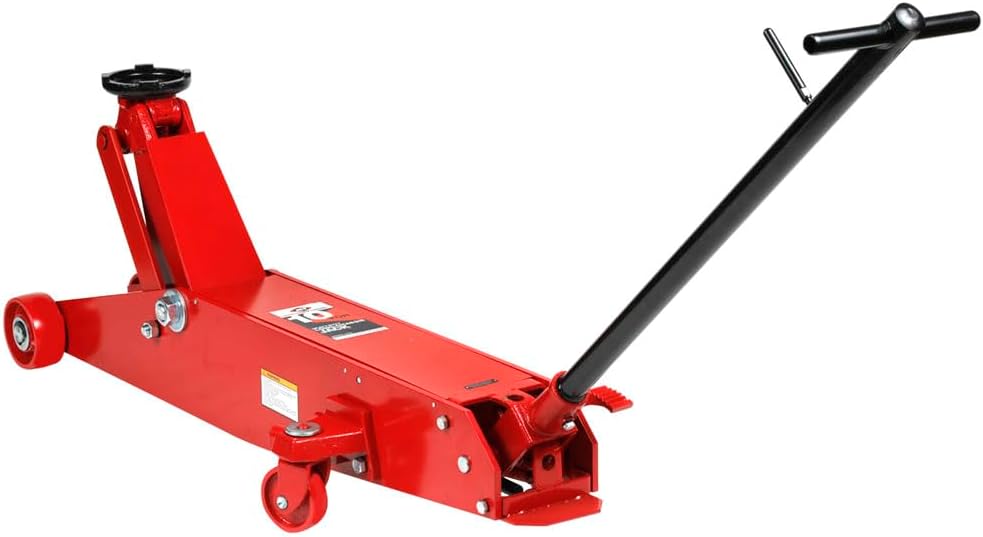 AFF 10 Ton Air Hydraulic Long Chassis Jack - for Long Overhang Vehicles | 10 T Floor Jack with Foot Pump & 3-Position Lock Handle - Ideal for Repair Shops, Bus & Truck Fleets, Heavy Duty Equipment