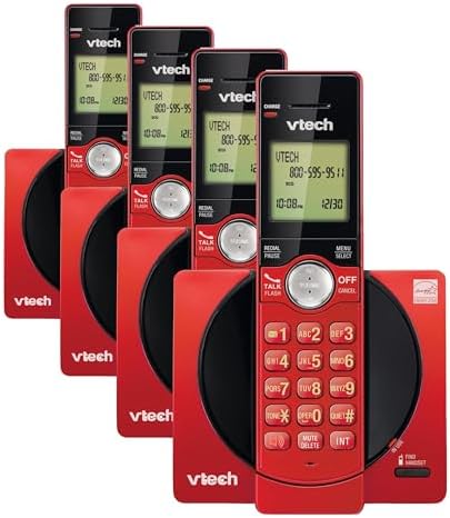 VTech CS6919-16 DECT 6.0 Cordless Phone, Red - Caller ID/Call Waiting (Stores 30 Calls), Backlit Keypad & Display, Full Duplex Handset Speakerphone, Wall Mountable