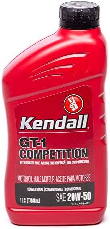 Kendall Motor Oil, GT-1 High Performance, 20W50, Conventional, 1 qt Bottle, Each