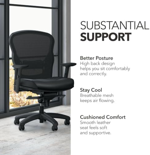 HON Wave Ergonomic Office Chair, Lumbar Support, Desk Chair, Black | High back ergonomic office desk chair with lumbar support, adjustable arms, office decor, advanced tilt for comfort