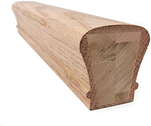 Red Oak 6010-8E 2-1/4 inch Width x 2-3/8 inch Tall Traditional Style Straight Wood Handrail for Stair Remodeling 8 feet Long