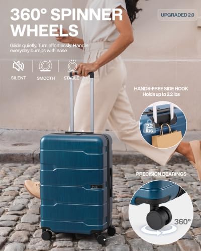 Coolife Medium Checked Luggage Hardside Suitcase with Spinner Wheels, 24in | Lightweight ABS+PC, Rolling Travel Suitcase with TSA Lock, Spinner Wheels, Durable Zipper, Charcoal
