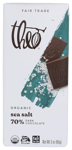 Theo Mint Organic Dark Chocolate Bar, 70% Cacao, 1 Bar | Vegan, Fair Trade