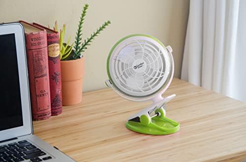 Comfort Zone Dual Base Combo Clip or Desk Fan, USB or Battery Powered, 4 inch, Single Speed Setting, Adjustable Tilt, Lightweight, Ideal for Home