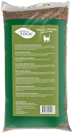 NATURE'S LOGIC Pine Pellet Cat Litter - 100% Natural - Unscented, 12 lb | 100% Natural Pine, Dust-free, Biodegradable, Safe for cats, kittens, reptiles & small pets, Highly absorbent, 12 lb bag