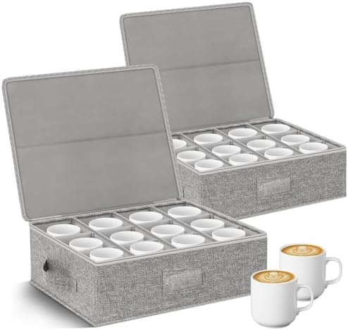 4PCS China Storage Containers, Hard Shell Dish Storage Containers w/ Felt Dividers, Quilted Plate Storage Cases for 12 Place Setting Charger Plates Dinnerware, Stackable Moving Boxes for Dishes