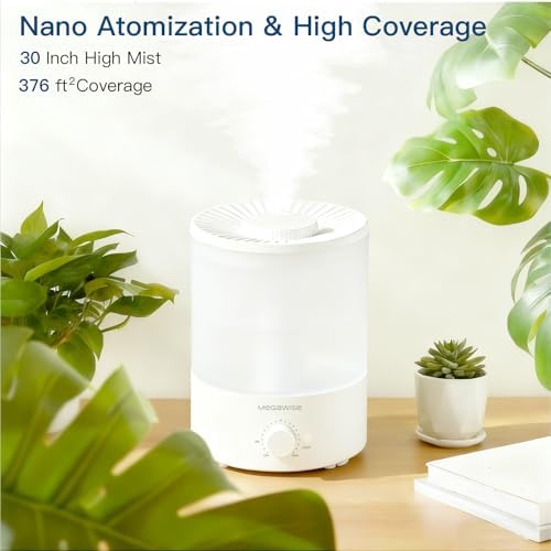 MEGAWISE 1.5L Cool Mist Humidifier for Bedroom, 25dB Quiet