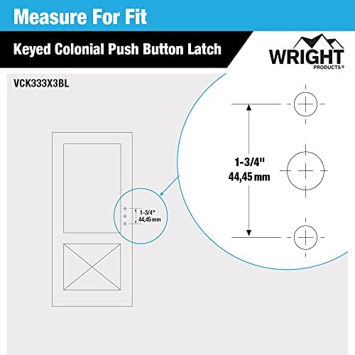 Wright Products - Keyed Colonial Push Button Door Latch for Screen and Storm Doors, Black, 1 Unit