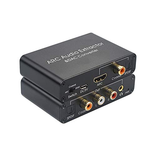 eARC Audio Extractor, eARC Audio Converter to HDMI Optical/SPDIF L/R 3.5mm AUX Sound Extractor, HDMI eARC/ARC to Optical Audio Adapter, for TV to Non-ARC Sound System Soundbar Speaker Amplifier