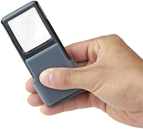 Carson MiniBrite LED Lighted Slide-Out Aspheric Magnifier with Protective Sleeve (PO-55), 5X, Gray