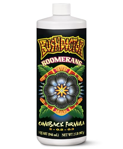 FoxFarm Bush Doctor Boomerang - 2-0.2-0.3 Comeback Formula - Microbial-Based Liquid Plant Fertilizer for Root Zone Support, Immediate Nutrient Uptake - Helps Plants Recover from Abiotic Stress-1 Pint