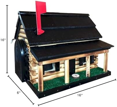 Log Cabin with Porch Wooden Mailbox Black Amish Made in USA