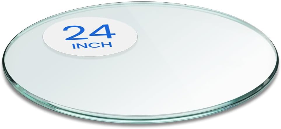 24 inch Round Glass Table Top - Tempered - 3/8" Thick Glass Surface, Safe Pencil Edge, Multipurpose for Dining Table, Patio, Coffee and End Table
