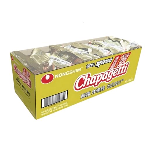 Nongshim Chapagetti, Black Bean Jajangmyeon Korean Ramen Noodles, 10 Pack | Black bean instant noodles with roasted chunjang sauce, onion-garlic notes