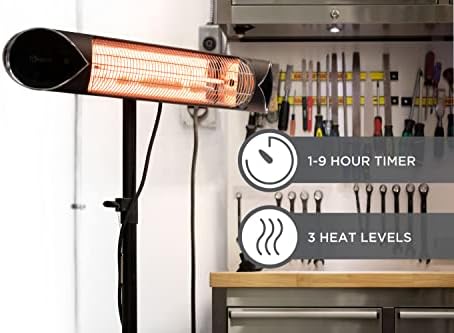 Briza Infrared Electric Patio Heater - Indoor/Outdoor Heater - Portable Wall/Garage Heater - 1500W - use with Stand - Mount to Ceiling/Wall)