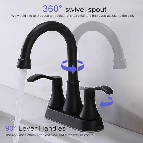 Bathroom Faucet,4 Inch Centerset 2 Handle High-Arc,Oil Rubbed Bronze
