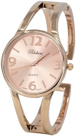 Collections Women's Elegant Analog Quartz Watch - 33mm Case, Casual Metal Cuff Bangle Design, Adjustable Fit for 7-8 Inch Wrist Size