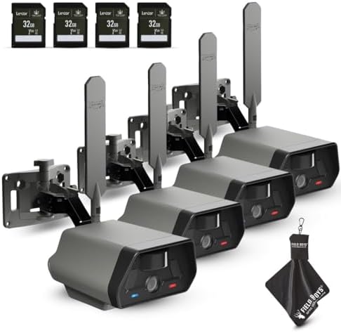 TACTACAM Defend Cellular Security Camera 4-Pack Bundle – 4 Lexar 32GB SD Cards Included – 4G LTE