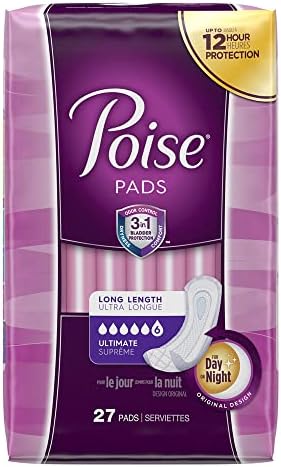 Poise Ultimate Long Pads,27 Count (Pack of 1)