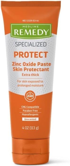 Medline Remedy Specialized Protect Zinc Oxide Paste Skin Protectant 4 oz Tube (Pack of 2 Tubes)