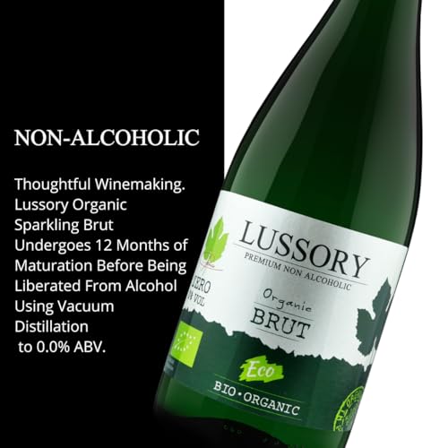 Lussory Organic Merlot Dealcoholized 0.0% Non Alcoholic Wine Red From Spain, Low Calories, Organic, Vegan (750ml, 1 Bottle)