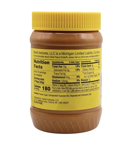 Velvet Peanut Butter, Creamy – Detroit’s Classic Since 1937, Smooth & Nostalgic Spread with “Fresh, Pure, Delicious” Label, Made in the USA, Gluten-Free, Perfect for Sandwiches, Baking & Snacking (18 Ounce Jar)